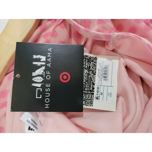 House of Aama for Target women's pink polka-dot sweetheart mesh lined midi dress - Picture 7 of 9